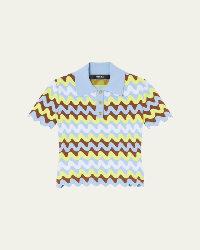 Wave Knit Short Sleeve Sweater